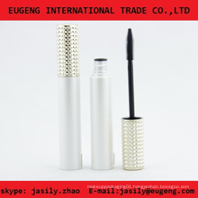 Elegant aluminum empty mascara tube with shiny silver cap,cosmetic packaging